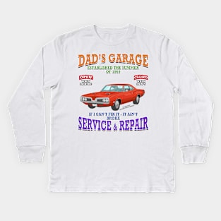 Dad's Garage Muscle Car Racing Hot Rod Novelty Gift Kids Long Sleeve T-Shirt